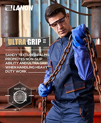 LANON 2 Pairs 26" Elbow Length PVC Chemical Resistant Gloves,Blue,XLarge - size: X-Large (Pack of 2)