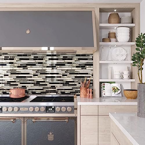 Livebor Backsplash Peel and Stick Wallpaper Kitchen Wallpaper17.7” x 196.8” - color: Black/Gray, size: 17.7" x 196.8"