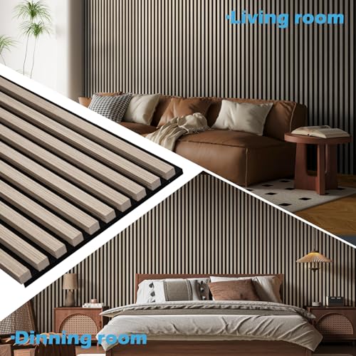 Art3d 108 x 12 in 3D Fluted Soundproof Wood Slat Wall Panel, 4-Pack, Oak - color: Oak, size: 4pcs - 108" x 12"