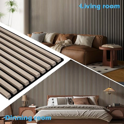 Art3d 108 x 12 in 3D Fluted Soundproof Wood Slat Wall Panel, 4-Pack, Oak - color: Oak, size: 4pcs - 108" x 12"
