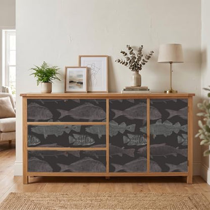 Peel and Stick Wallpaper, Dark Background Fish Sketch Pattern, 236in x 17.7in, Waterproof Vinyl, Removable Reusable, Eco-Friendly, for Bedroom Living Room Rental Apartment - color: Green04, size: 17.7" x 236.2"