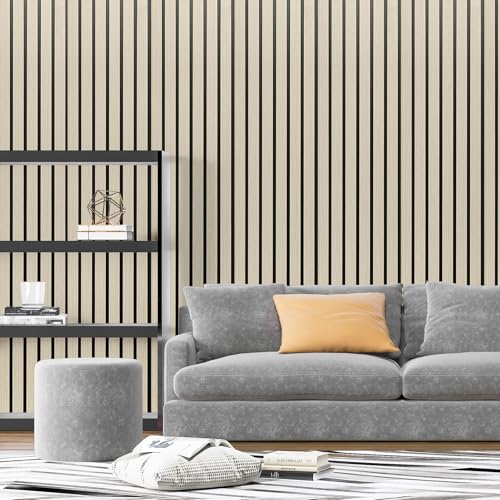 Art3d Six-Grid Design Slim Slat Wall Panels, 104 x 12 Inch, 4-Pack, Oak - color: Six-Grid Oak
