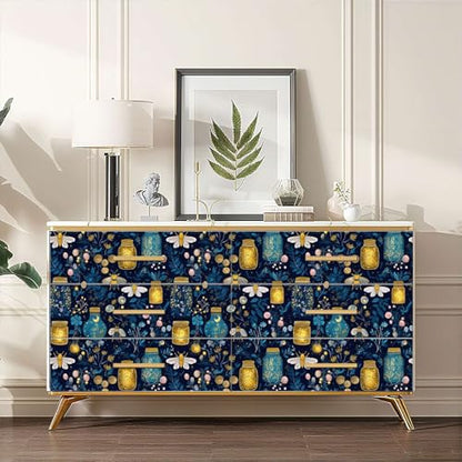 Enchanted Firefly Jar Peel and Stick Wallpaper, Night Botanical Wallpaper - color: ML-M036, size: 17.7" x 118"
