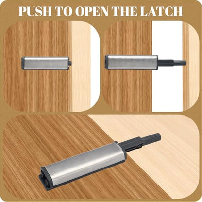 Magnetic Push Latch, 6 Pack, Grey
