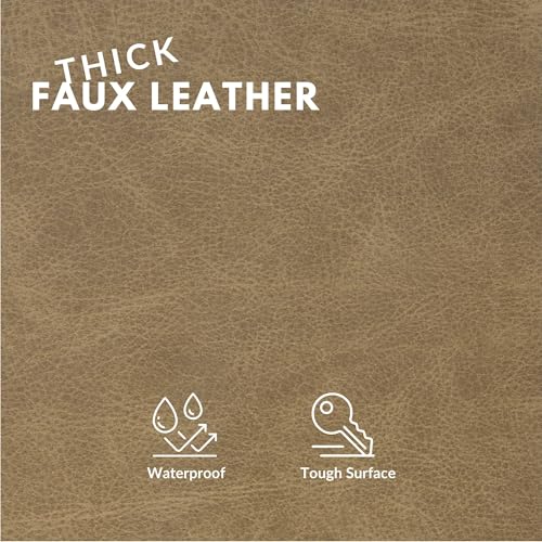 Faux Leather Fabric, Thick Durable Synthetic Repholstery Leather Vinyl, Soft Touch Distressed DIY and Craft Material - Individual 1 Yard Cut 36"x54" (Toast) - color: Toast, size: 1 Yard Cut