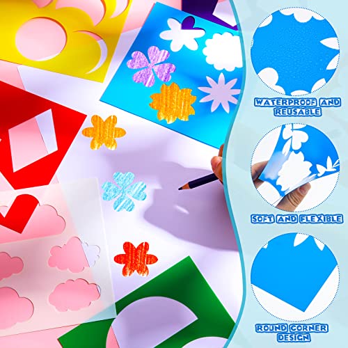 Epakh 16 Pcs Geometric Shape Stencils Set, 7.1 x 7.1 Inches, Cute Style - color: Cute Style, size: 7.1 x 7.1 Inches
