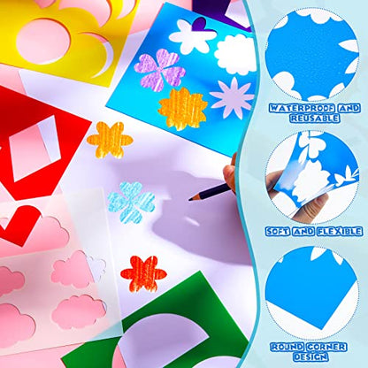 Epakh 16 Pcs Geometric Shape Stencils Set, 7.1 x 7.1 Inches, Cute Style - color: Cute Style, size: 7.1 x 7.1 Inches