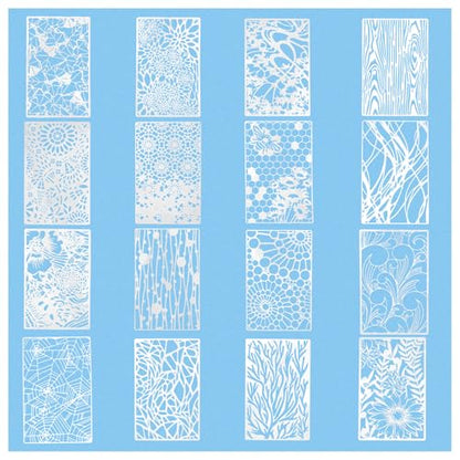 16 PCS Stencils for Painting, Mixed Geometry Texture Stencils for Painting on Wood, Wall, Fabric, Card Canvas - style: Flowers