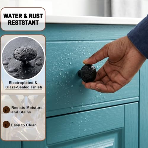 4 Pack - Black Cabinet Knobs Round, 1-2/5” Knobs for Cabinets and Drawers Black Matte Drawer Pulls Bathroom Cabinet Handles - color: Black