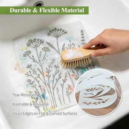 Gute 8Pcs Large Flower Stencils for Painting,Wildflower Floral Templates