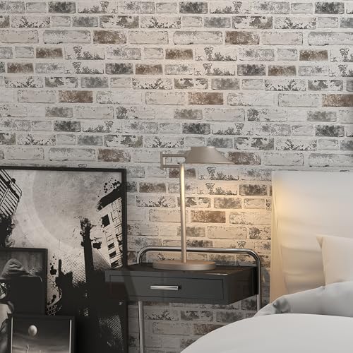 PeonyQueen Brick Peel and Stick Wallpaper 17.3"x787" 3D Brick Wallpaper - size: 17.3" x 787"