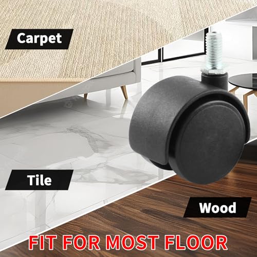 HOWDIA 4 Pack 1.5 Inch Swivel Caster Wheels for Cart, M8-1.25×15mm Threaded Stem Heavy Duty Casters, Nylon Wheels Replacement for Furniture, Table, Cabinet, Shelf（No Brake） - style: M8 - 1.25×15mm Threaded Stem No Brake