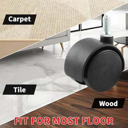 HOWDIA 4 Pack 1.5 Inch Swivel Caster Wheels for Cart, M8-1.25×15mm Threaded Stem Heavy Duty Casters, Nylon Wheels Replacement for Furniture, Table, Cabinet, Shelf（No Brake） - style: M8 - 1.25×15mm Threaded Stem No Brake