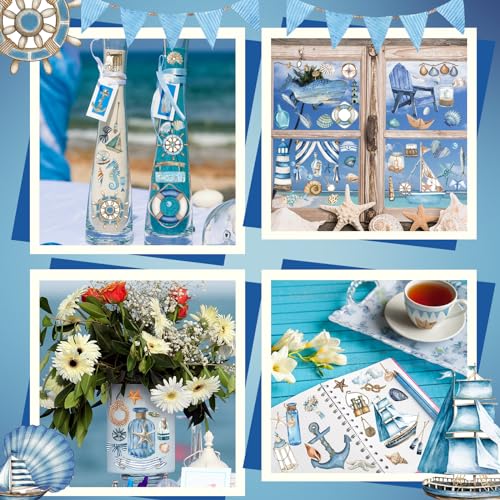 Dispowreath 16 Pcs Nautical Rub on Transfer Cruise, 6x6 Ocean - style: Cruise