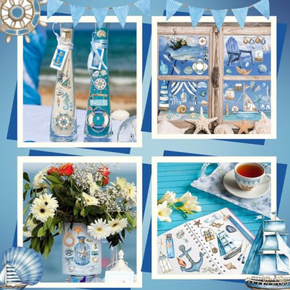 Dispowreath 16 Pcs Nautical Rub on Transfer Cruise, 6x6 Ocean - style: Cruise