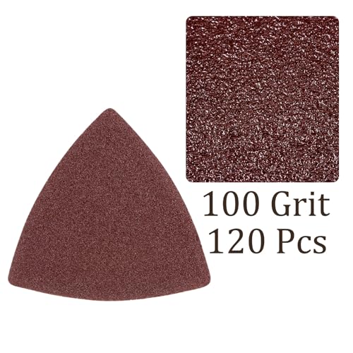 120pcs Mouse Sander Detail Sandpaper 100Grit 3-1/8" Triangle - size: 100 grit