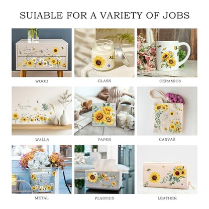 Joeyan Sunflowers and Bees Rub On Transfers for Furniture and Crafts - style: Sunflowers and Bees