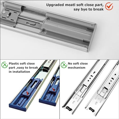 LONTAN 6 Pairs 20 Inch Soft Close Drawer Slides Heavy Duty 100lb Capacity - size: 20 Inch