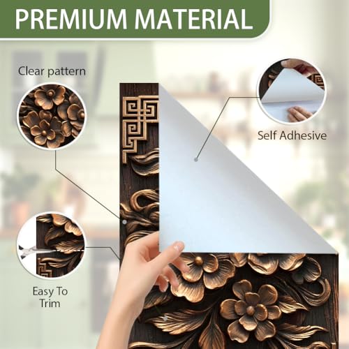 SUPERDANT 4Pcs Peel and Stick Cabinet Stickers for Furniture Makeover - color: Baroque-style Flowers Copper
