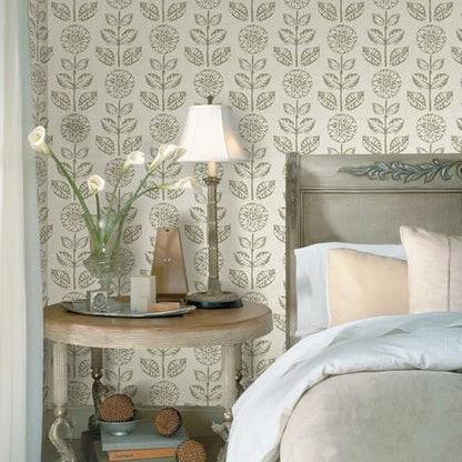Wudnaye Floral Wallpaper Peel and Stick Boho Contact Paper 17.7in×196.8in - color: Green, size: 17.7" x 196.8"