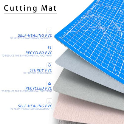 DIYSELF 1 Pcs Craft Knife Hobby Knife with 20 Pcs Stainless Steel Blades Kit and Blue Cutting Mat 6in×8in (Gold)