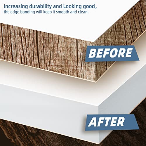 White Melamine Edge Banding, 2 inch x 25ft roll of Veneer Edge Banding Pre-glued, Real Wood Tape Banding for Cabinet Repair - color: White, size: 2"x 25ft