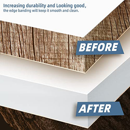 White Melamine Edge Banding, 2 inch x 25ft roll of Veneer Edge Banding Pre-glued, Real Wood Tape Banding for Cabinet Repair - color: White, size: 2"x 25ft
