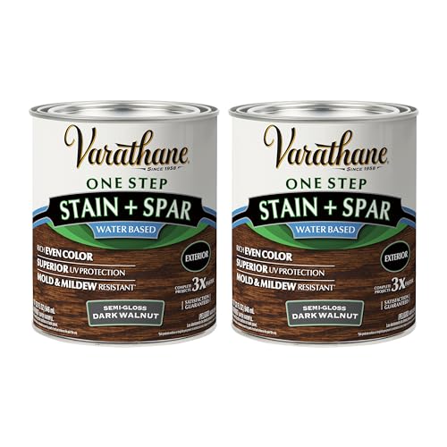 Varathane One Step Stain & Spar Semi-Gloss Dark Walnut Wood Finish - color: Dark Walnut, size: Quart (Pack of 2)