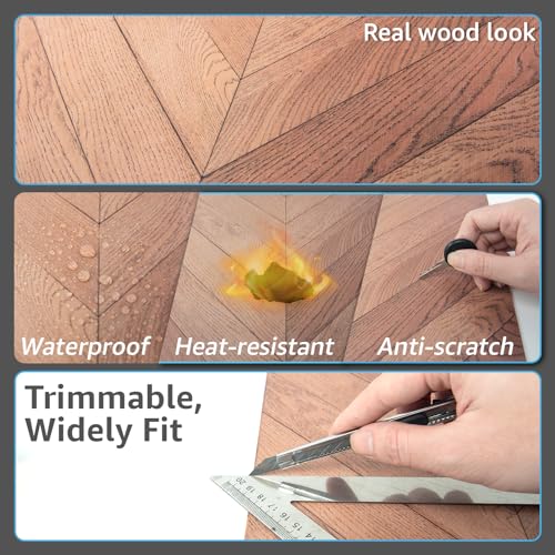 Art3d 30-Pack Herringbone Peel and Stick Floor Tiles (30 Sq.Ft), Brown - color: Herringbone - Brown