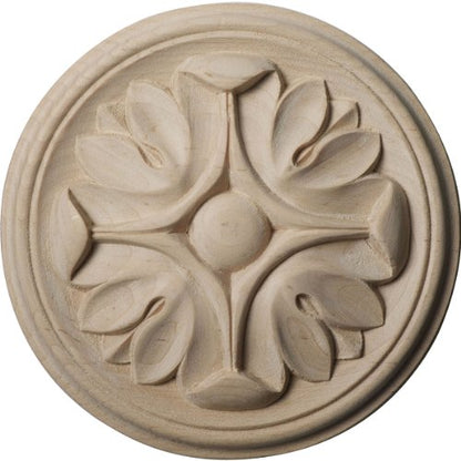 Ekena Millwork ROS05X05RARW Raymond Round Rosette, 5" W x 5" H x 3/4" P, Rubberwood - color: Rubberwood, size: 5-in. W
