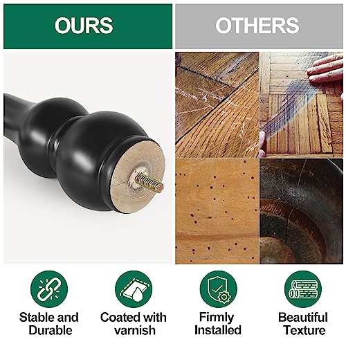FoDau770 Rubber Wood Furniture Legs 8 Inch, Black Couch Legs, 4pcs - color: Black, size: 8 Inch