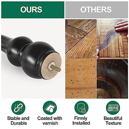FoDau770 Rubber Wood Furniture Legs 8 Inch, Black Couch Legs, 4pcs - color: Black, size: 8 Inch