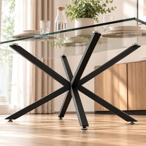 KaKaBB Dining Table Legs 30 Inch - Heavy Duty Metal Table Base for Wood/Glass/Marble Tops, Kitchen Table Legs & Desk Legs, DIY Furniture Legs with Suction Cups (Black, 30")