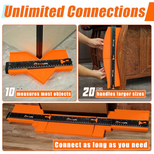 TOOLIFE 20 Inch Contour Gauge Profile Tool with Unlimited Connection - size: 20"-Unlimited Splicing