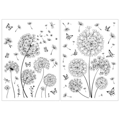 Joeyan Dandelion Rub on Transfers for Crafts and Furniture,Transfer Decals Stickers with Black Butterfly,2 Sheets Large DIY Craft for Fabric Wood Ceramic Glass Plastic,Furniture Decals for Home Office