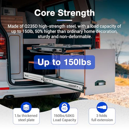 with Lock Heavy Duty Drawer Slides Full Extension Side Mount 14 16 18 20 22 24 26 28 30 32 34 36 40 Inch 150 Lbs Metal Dresser Cabine Rails Tracks Glides Runner 1 Pair (with Lock, 30 Inch) - size: 30 Inch, style: With Lock - Load 150 lb