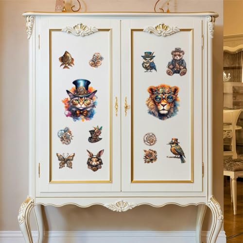Peacoblue Steampunk Animals Rub On Transfers for Furniture Craft 6"x12" - style: Steampunk and Animals