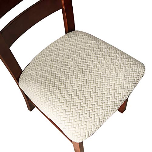 Genina Seat Covers for Dining Room Washable Chair Seat Slipcovers Set of 6 - color: Beige, size: 16-20in Not waterproof
