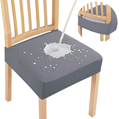 Smiry Waterproof Seat Covers for Dining Room Chairs, Set of 2 - color: Grey, size: Set of 2