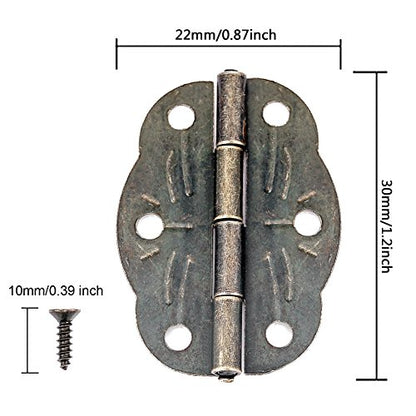40Pcs Small Antique Hinges Bronze Jewelry Box Hardware for Wooden Boxes - color: Bronze