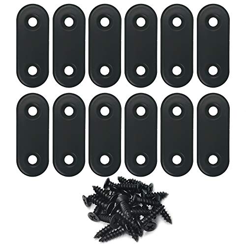 Straight Brace Stainless Steel Black Straight Flat Brace 16 x 40 mm Straight Corner Braces Straight Brackets with Screws - 12 Pack - size: Straight Brace_16x40mm