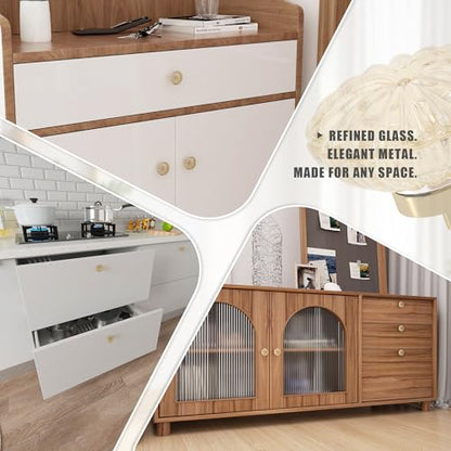 4PCS Cabinet Knobs, 1-3/8" Champagne Gold Crystal Floral Drawer Pull Handle