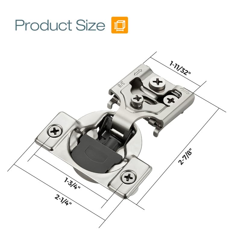 HOME EDIT 5 Pair 3/8 Inch Overlay Soft Close Cabinet Hinges Door Hinges - size: 3/8 inch Overlay