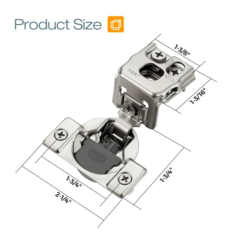 HOME EDIT 5 Pair 1-3/8 Inch Overlay Soft Close Cabinet Hinges Door Hinges - size: 1-3/8 inch Overlay