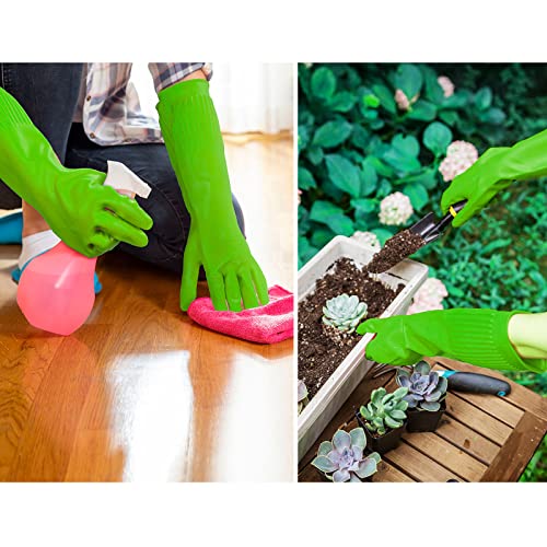 Vgo... Latex Reusable Cleaning Gloves,Long Sleeve Kitchen Gloves(RB2143) - color: Green, size: Large
