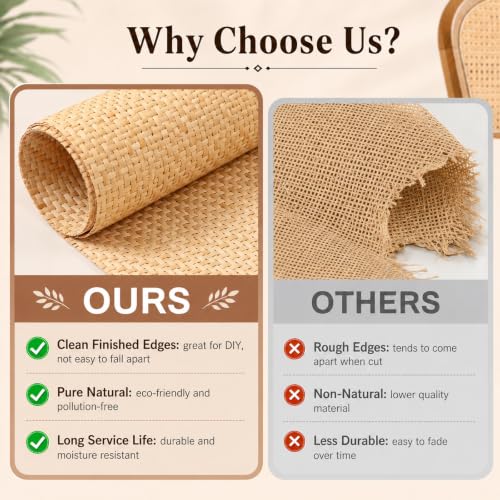 Reaeng Rattan Repair Kit for Chair Caning, Complete Furniture Restoration Kit with 15.7 x 39.4 Inch Cane Webbing Roll, Spline, 2 Caning Chisels and 8 Wooden Wedges - color: Style C