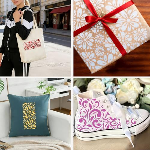 16 Pcs Texture Stencils Painting Reusable 4.1×8.7 Inch Flower Stencils for Crafts Plastic Leaf Floral Branch Stencil Drawing Templates for DIY Wall Canvas Knit Notebook Card Wood - color: Style A