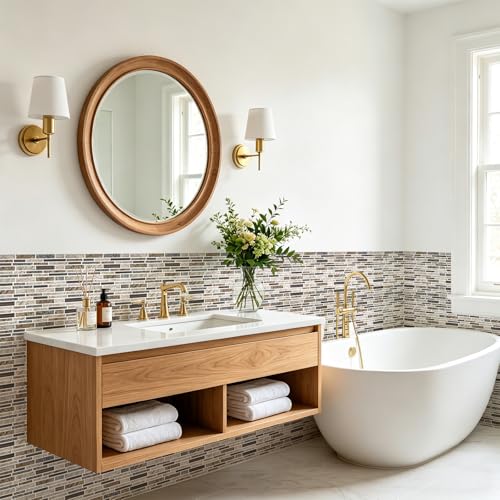 Vieshful Marble Peel and Stick Backsplash, 12 x 12 in, 10 Sheets - color: Dark Coffee Marble Mix, size: 10 Sheets