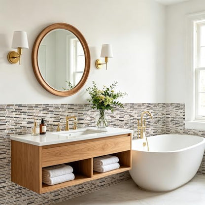 Vieshful Marble Peel and Stick Backsplash, 12 x 12 in, 10 Sheets - color: Dark Coffee Marble Mix, size: 10 Sheets