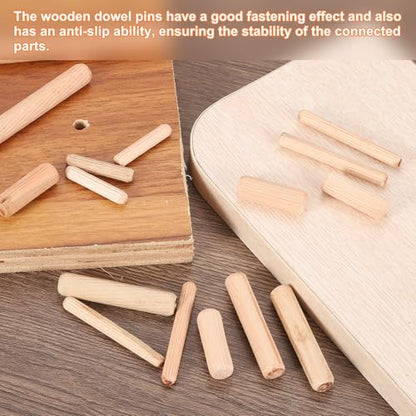 uxcell 300Pcs 1/4" x 1-4/7" Wooden Dowel Pins, Wood Dowels Rods, Furniture Woodworking Grooved Fluted Pin, Wooden Dowels Fluted for Craft, DIY Projects - size: 6 x 40mm